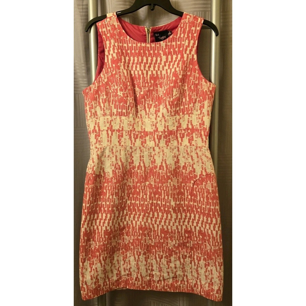 Just Taylor Pink & Ivory Fit & Flare Sleeveless Abstract Dress Size 10